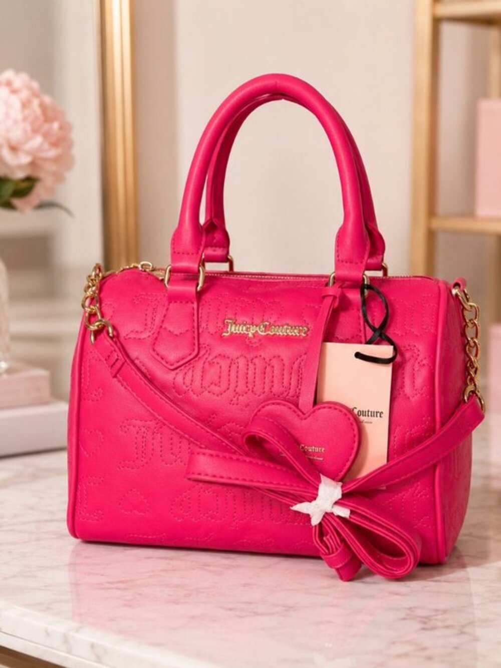 Juicy Couture Fame Satchel Pink Flash Quilted Crossbody NWT
